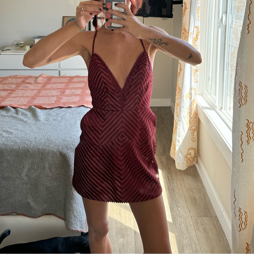X by NBD Red dress w gold detail